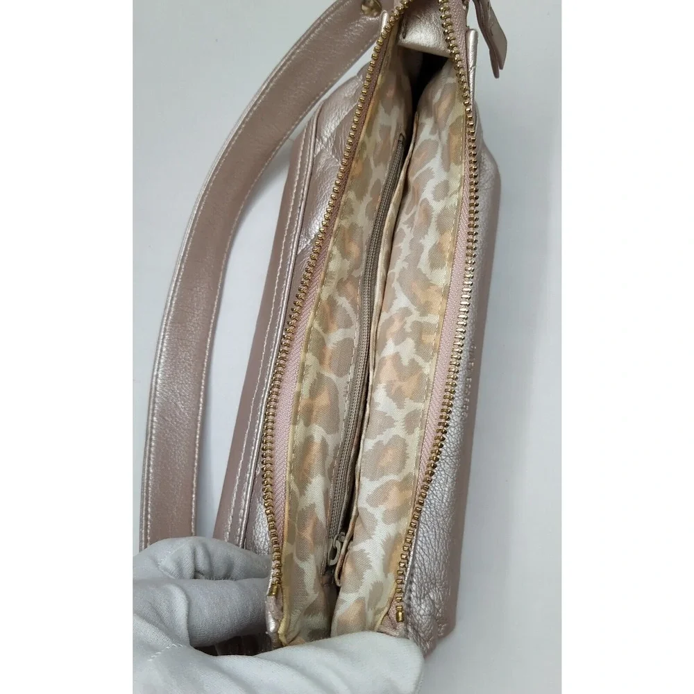 Rebecca Taylor Metallic Gold Leather Quilted Zipper Hobo Shoulder Bag - NWoT